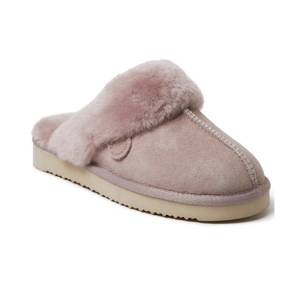 Fireside By Dearfoams Women's Dusty Pink Genuine Shearling Scuff Slipper Size 8